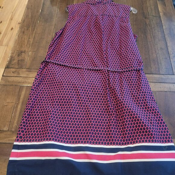 Tommy Hilfiger Sleeveless Pink & Navy Geometric Print Belted Shirt Dress Sz XXL - Picture 5 of 7